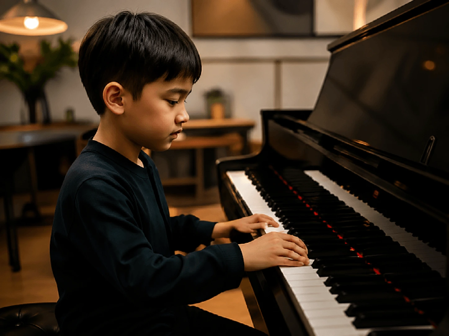 Anak berlatih piano